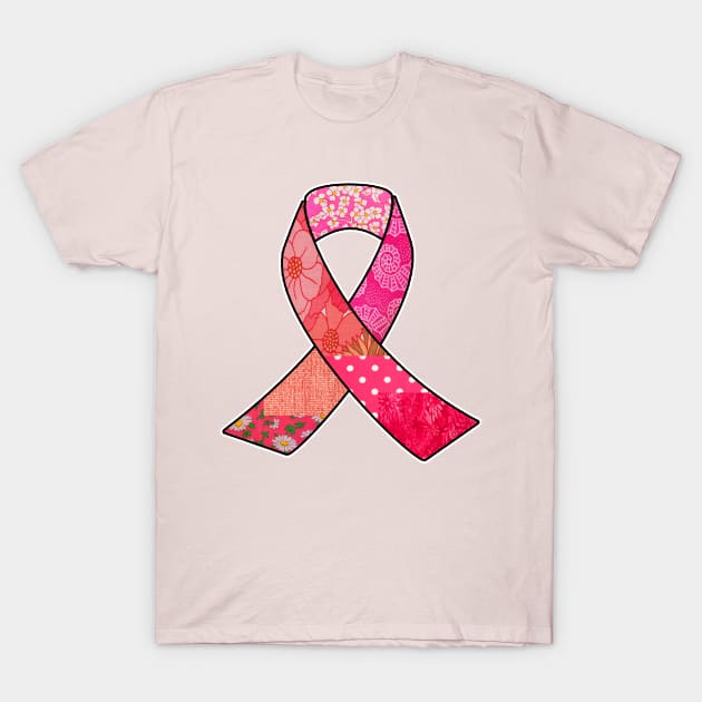 Pink Retro Breast Cancer Awareness Ribbon T-Shirt by artbyomega